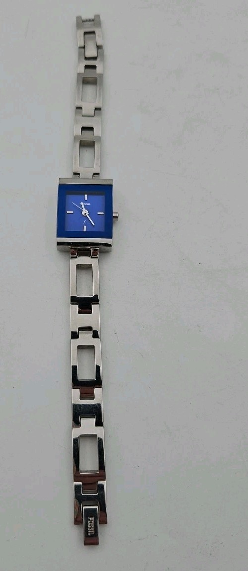 Fossil F2 Blue Square Dial 17mm Women’s Watch ES-9389 NEW Battery