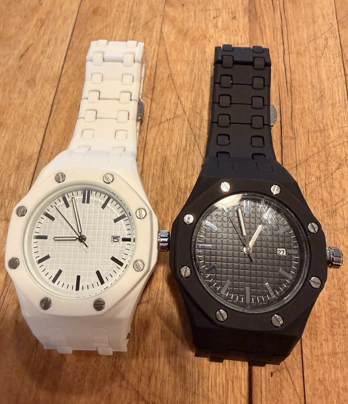 2 AP/Swatch Style Homage Quartz Watches – Black & White – Brand New