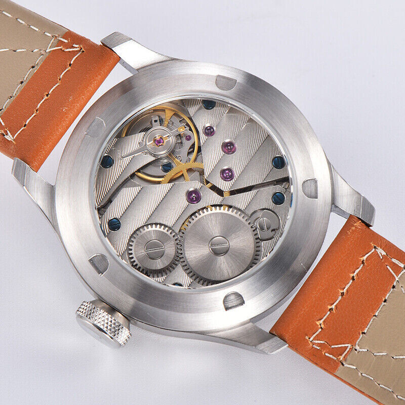 46.5mm PARNIS Hand Winding Watch for Men Luminous Hands Gents Wristwatches