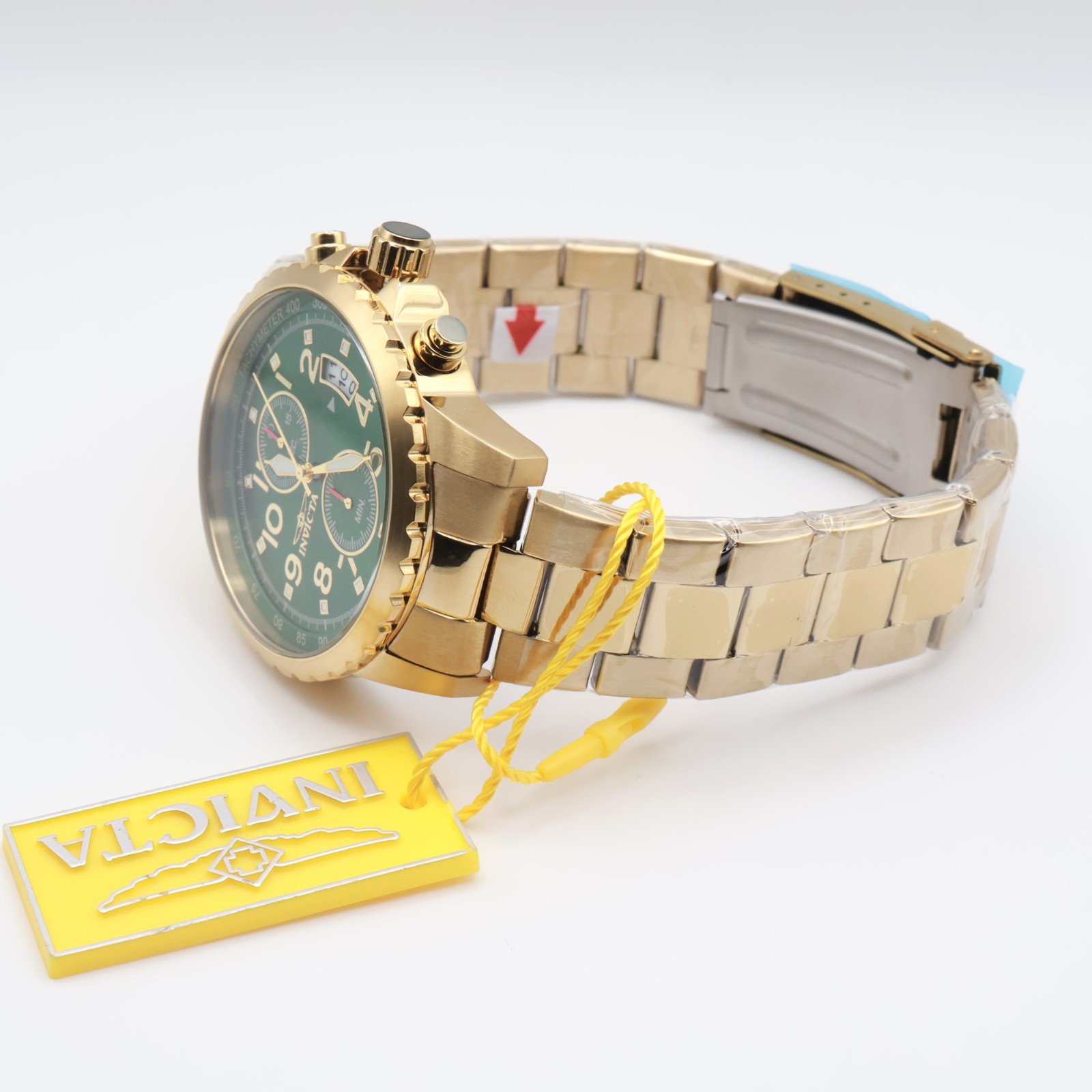 Invicta Specialty Men’s 47mm Gold SS Green Dial Quartz Tachymeter 100m 69793