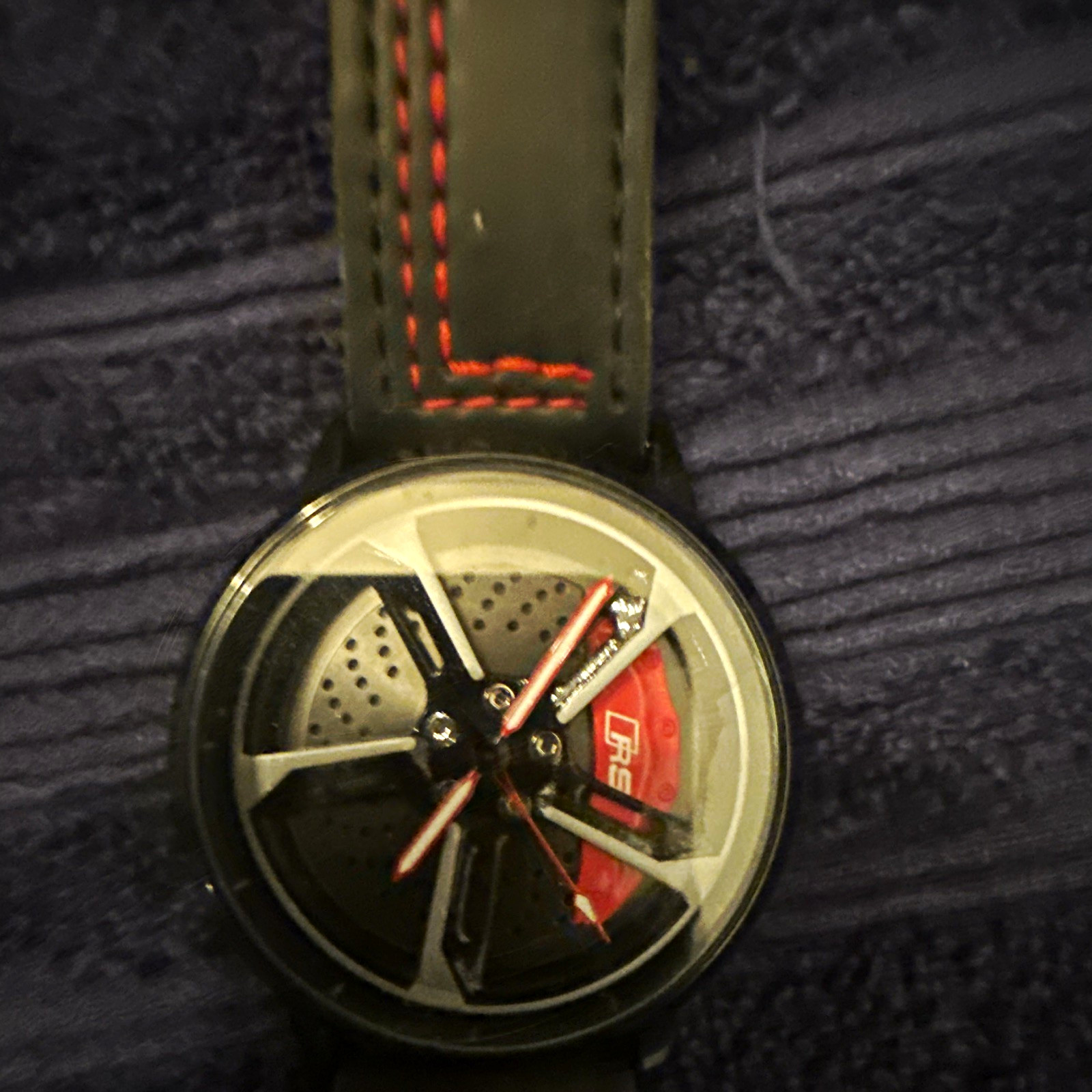 RS Chrono Authentic Unisex Quartz 30m Black/Gray/Red Dial Leather 43mm Watch