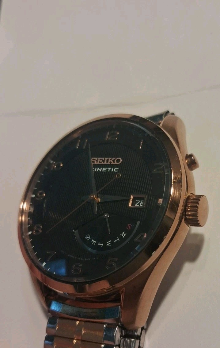 Seiko Neo Classic Kinetic 5M84-0AC0 – Rose Gold / Black Dial – Fully Tested