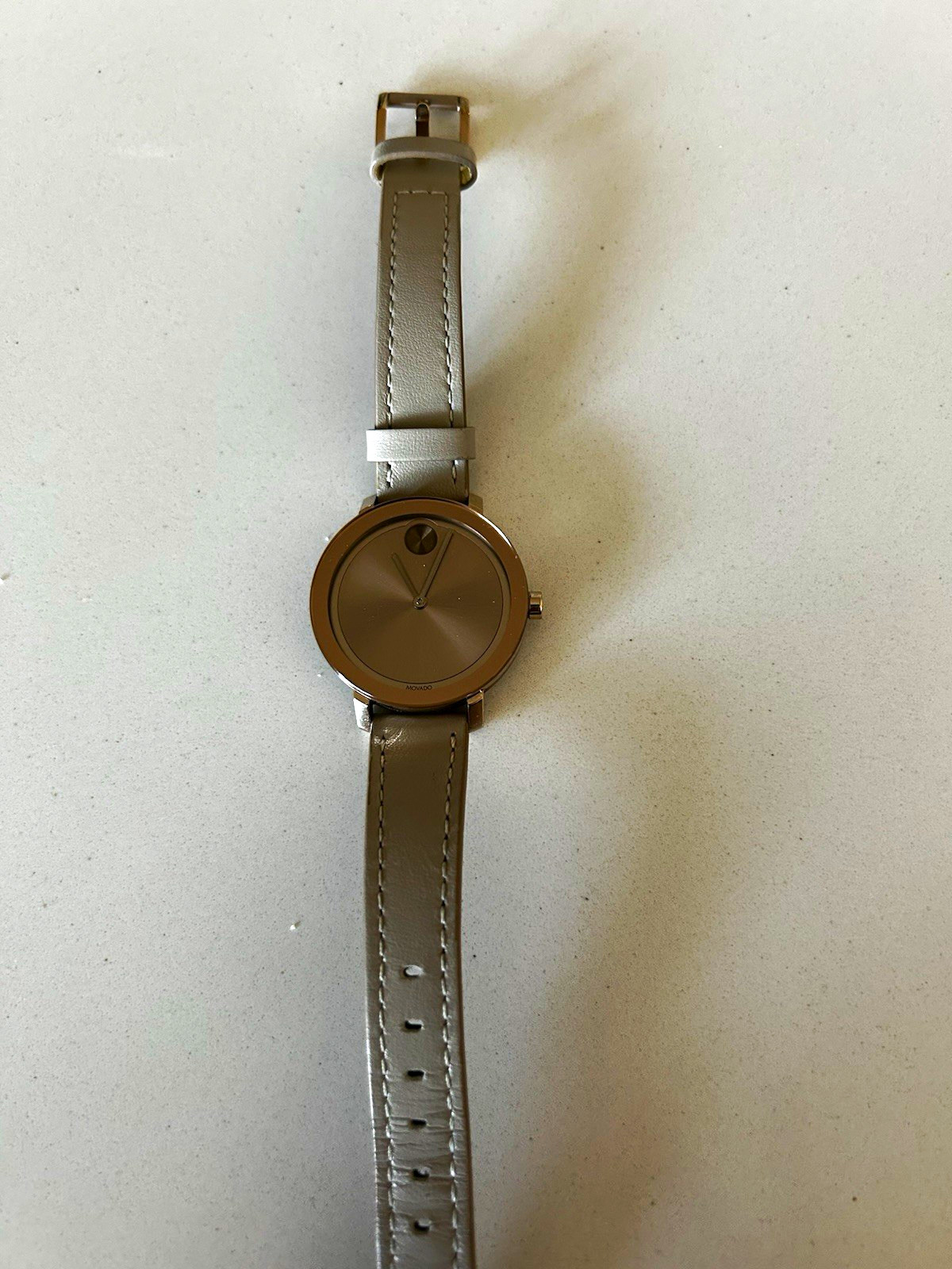 Movado Bold Women’s Swiss Made Quartz 34mm Silver Dial Gray Leather Watch