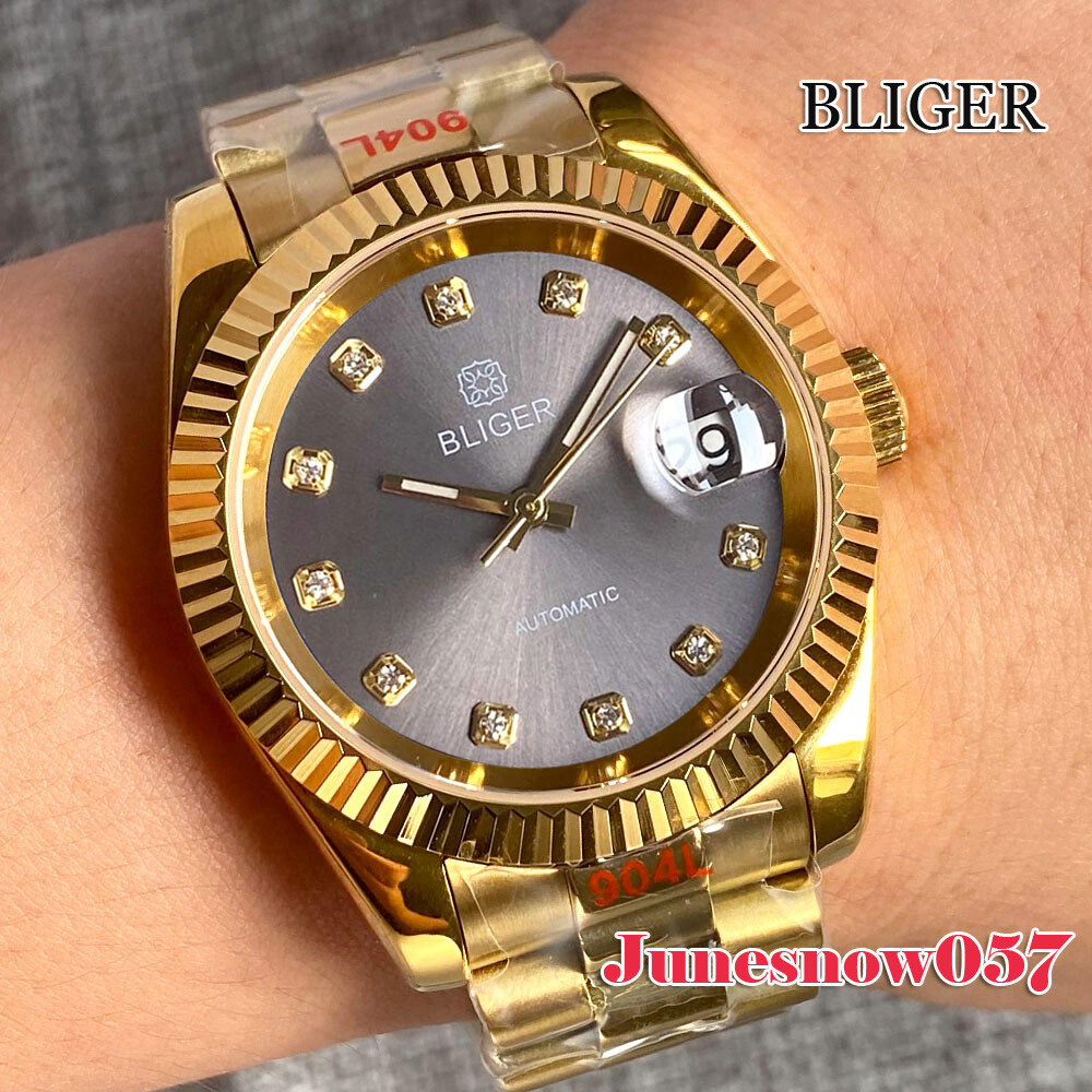 Bliger 36MM/39MM Watch NH35A Automatic For Men’s Sapphire Glass Gold Bracelet