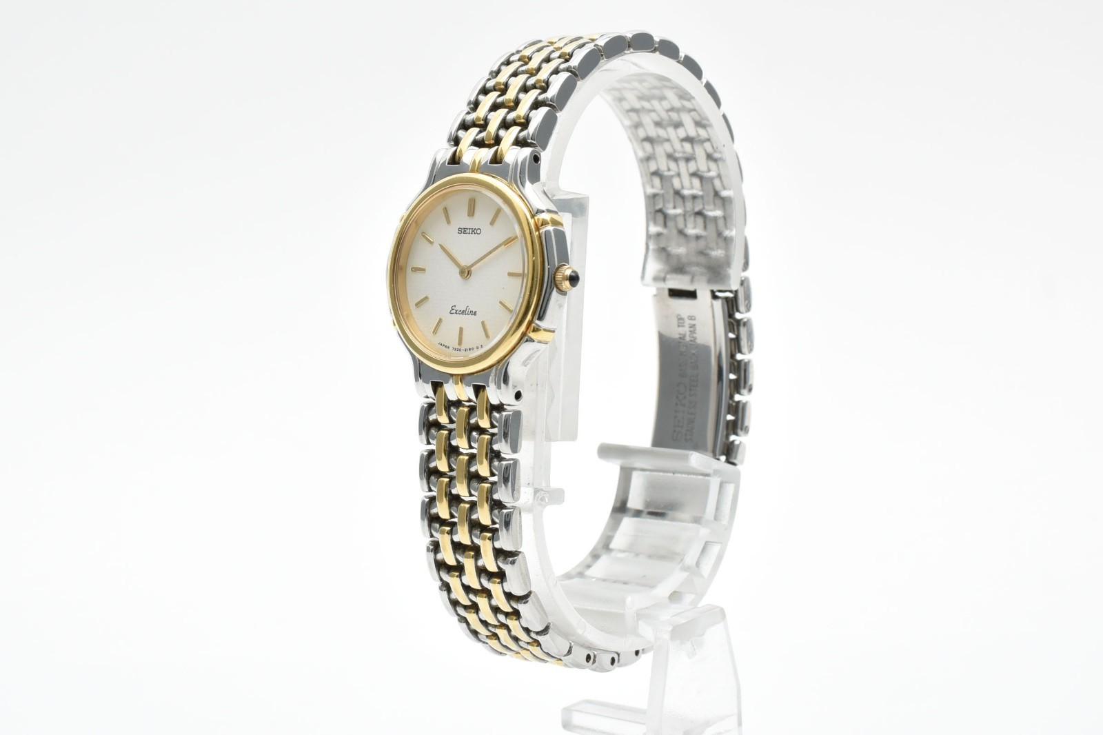 Vintege 1990 SEIKO 7320-0410 Exceline Gold Roman Quartz Ivory Dial Ladies Watch