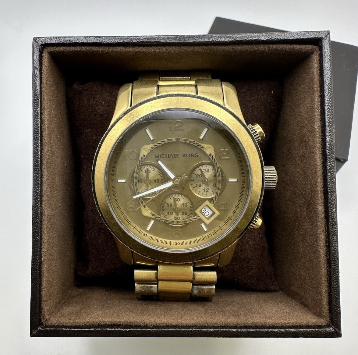 Michael Kors Runway Bronze Stainless Steel Oversize Chronograph Watch MK8227