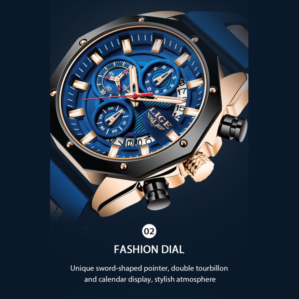 LIGE Men’s Watch Quartz Analog Luminous 3ATM Waterproof Luxury Casual Wristwatch
