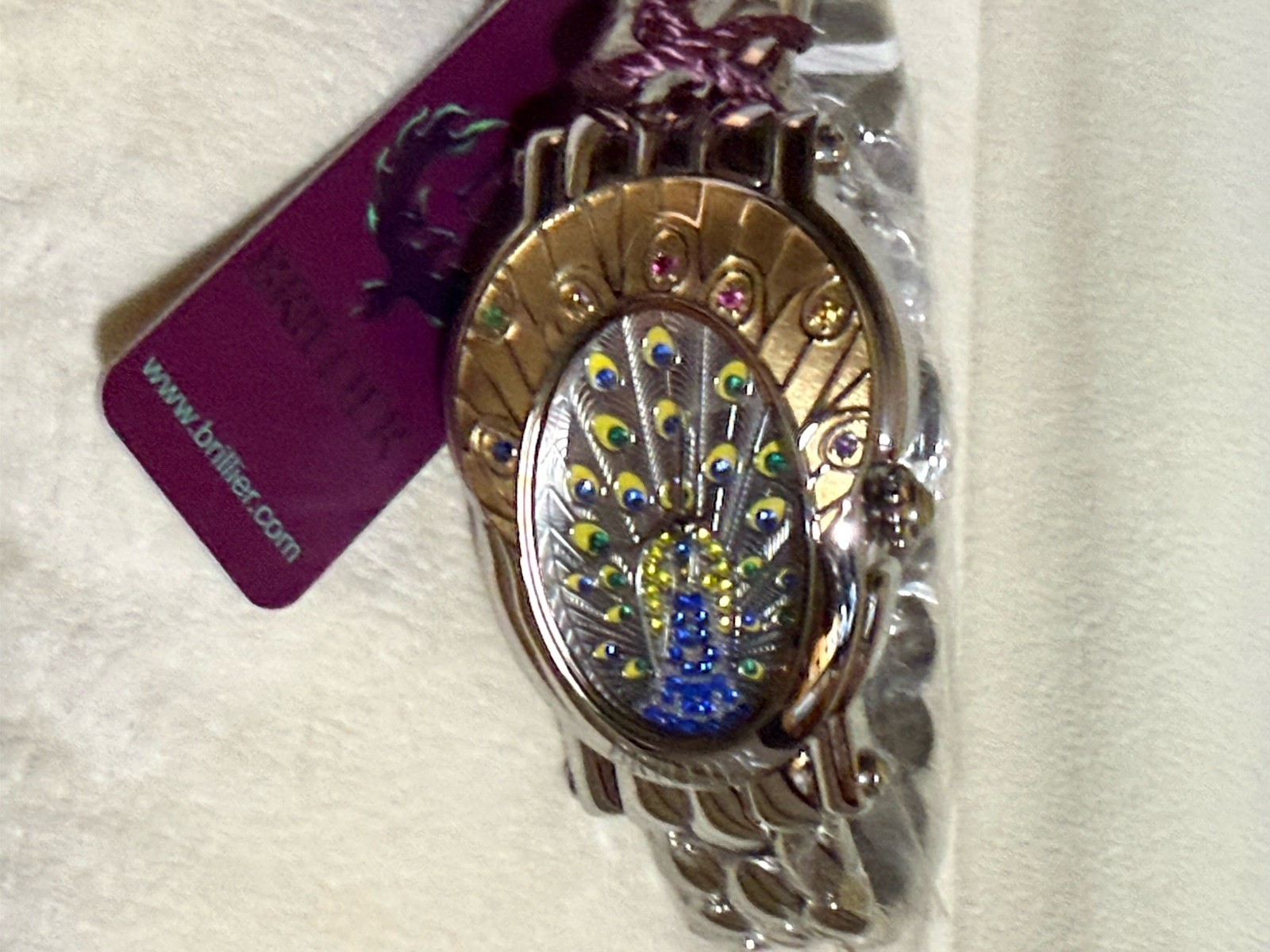 Brillier Royal Plume Stainless Steel Ladies Watch. RARE GEM STONES