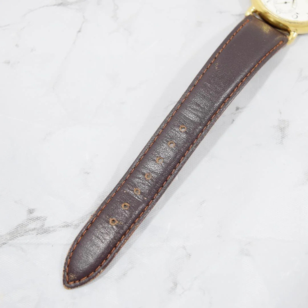 SEIKO Chariot 2628-0140 Quartz SS Gold Plated 1.25in Dial White Gold Brown
