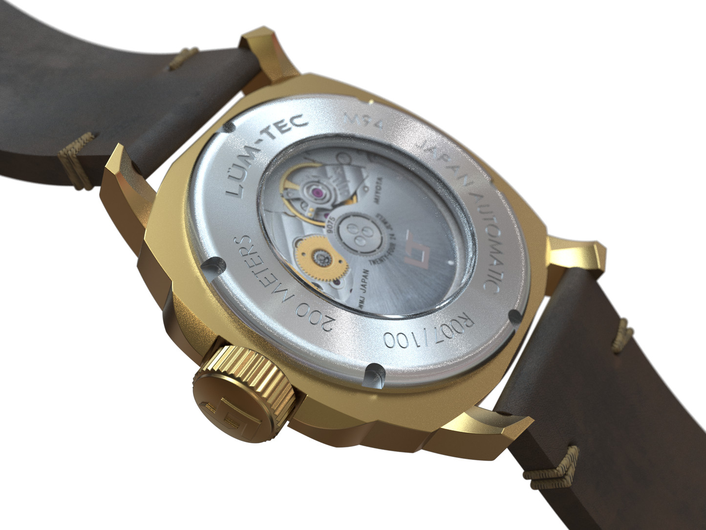 Lum-Tec M94 Bronze NO Date GMT Mens Automatic Watch 44mm Solid CuSn8 Bronze Case