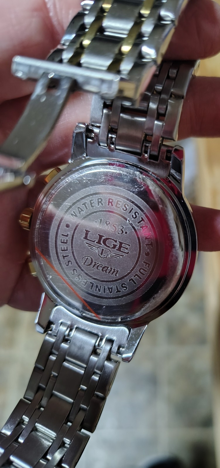 LIGE Dream 1853 All Stainless Steel Quartz Water Resistant Green Face