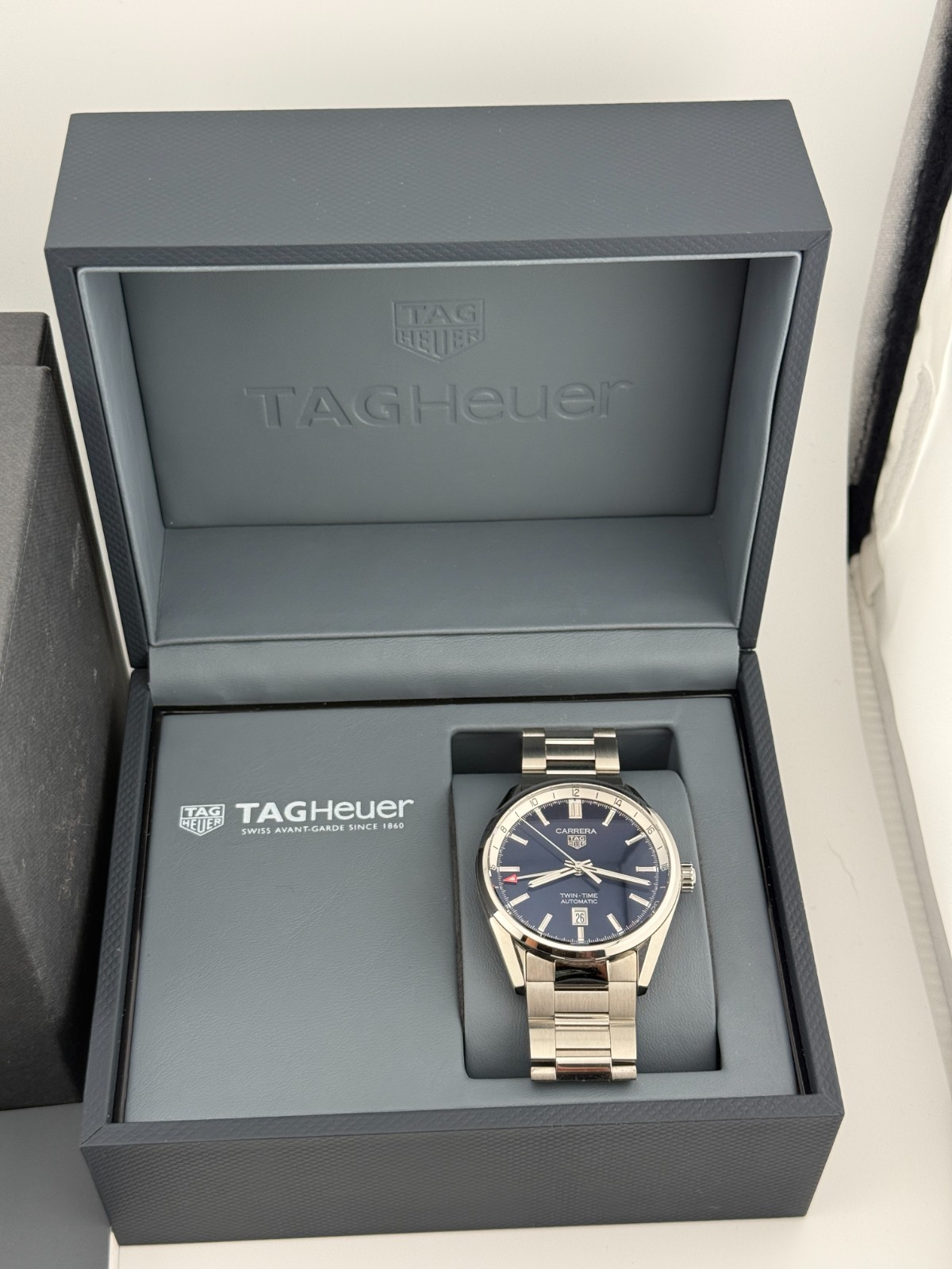 TAG Heuer Carrera Calibre 7 Twin Time Blue Sunray Dial Mens 41mm Watch
