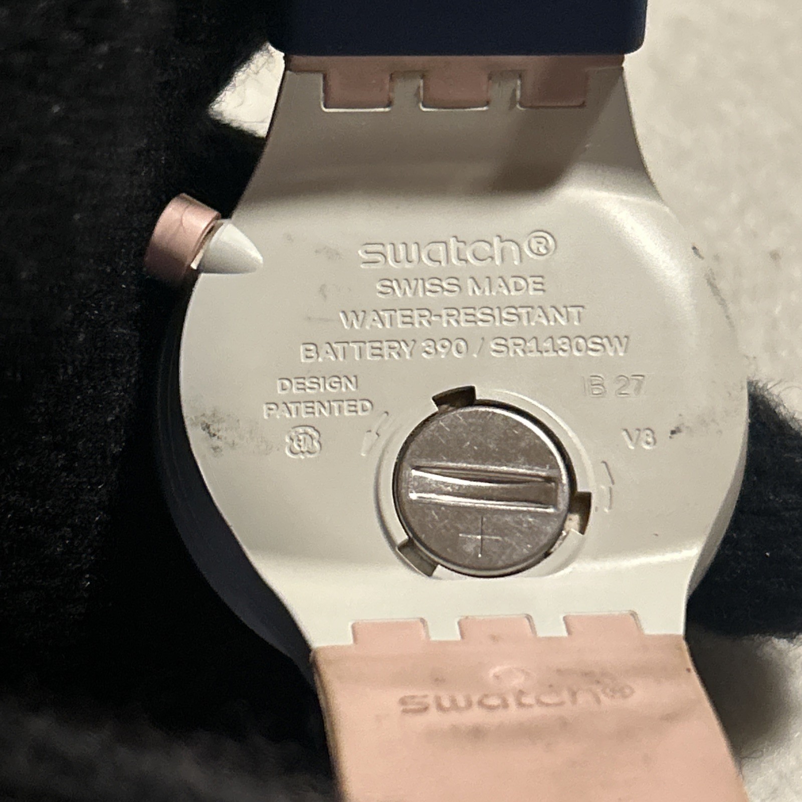 SWATCH BIG BOLD BIOCERAMIC Watch SWISS Analog Pink Navy Strap Dameged