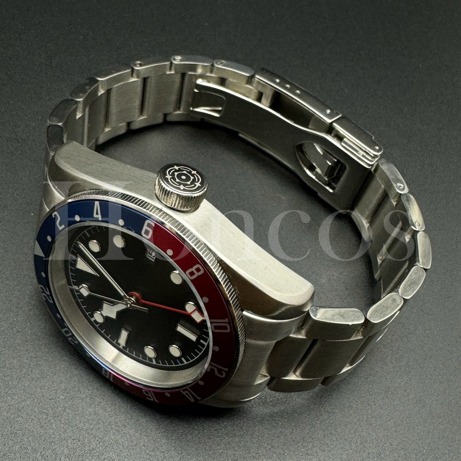 41MM Heritage Black Bay GMT Style Blue/Red Bezel Inserts White Marker Black Dial