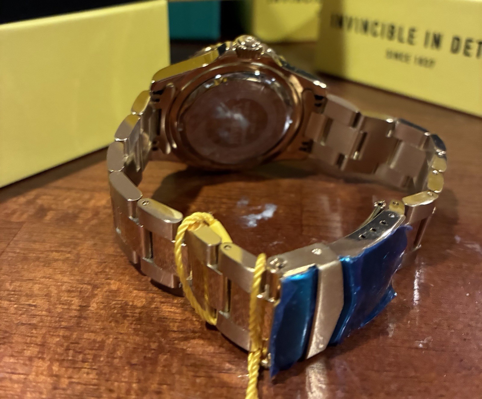 Invicta Specialty Rowan Men’s Quartz Watch 40mm Blue Dial Gold Bracelet 50m