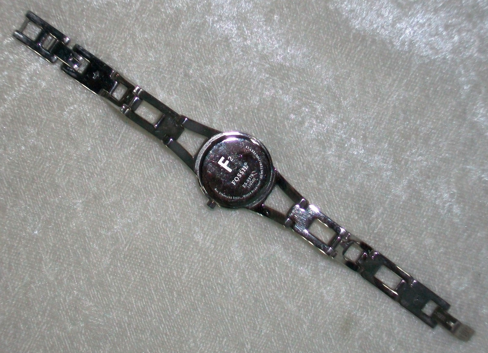 Vintage Fossil F2 Stainless Steel Lavender Purple Bracelet Wristwatch ES-9379