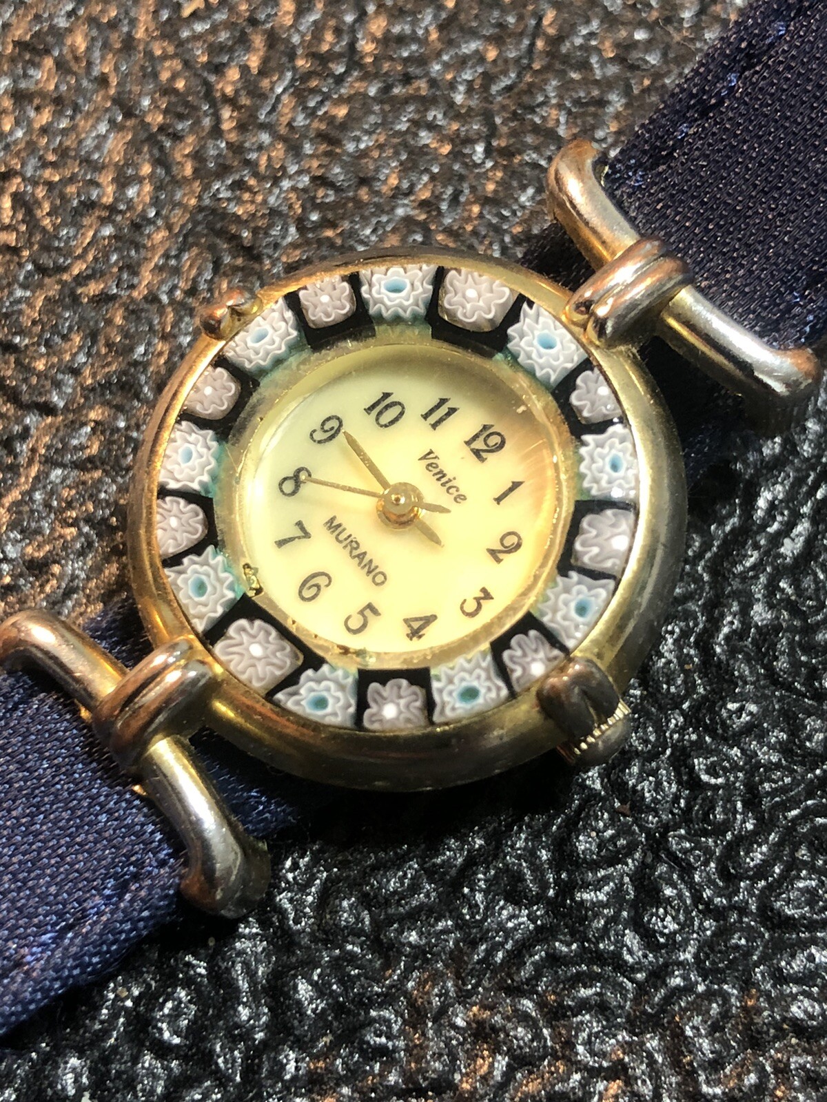 Venice Murano Millefiori Women’s Watch 24mm Navy Blue New Peugeot Band & Battery