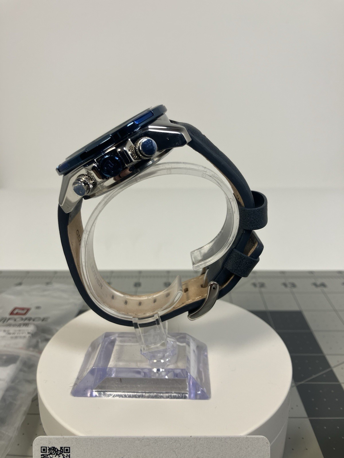 Naviforce Men NF9197 Sport Blue Leather Quartz Analog Diigtal 46mm Watch 7 1/2″