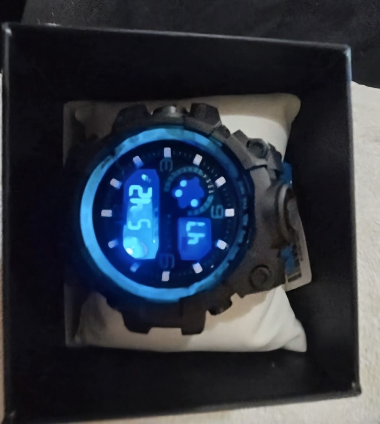 Activa Men’s Sports Analog-Digital LCD Quartz 50m Black/Blue Resin w/ Box