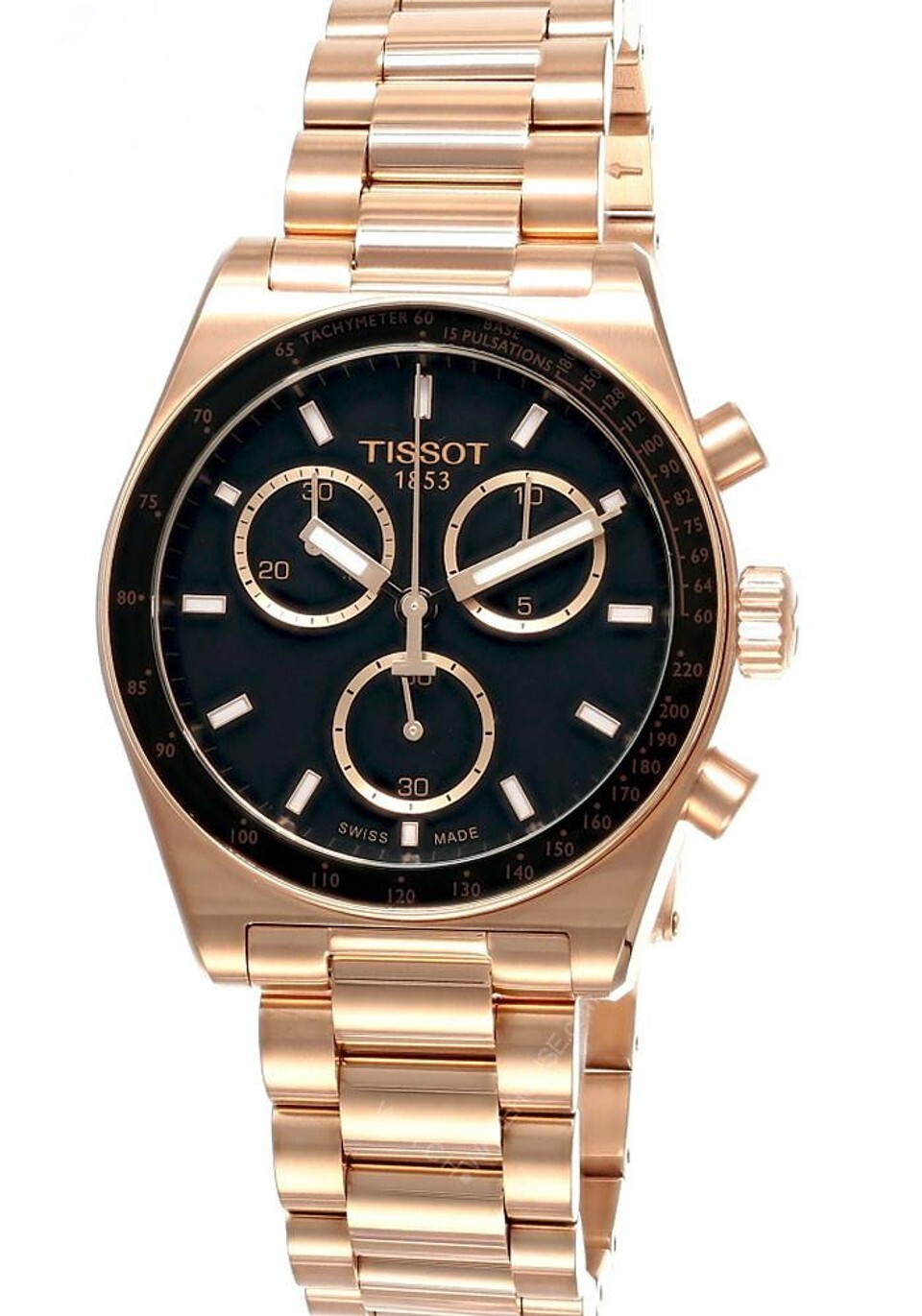 TISSOT PR516 Chronograph 40MM Black Dial Rose Gold PVD Mens Watch T1494173305100