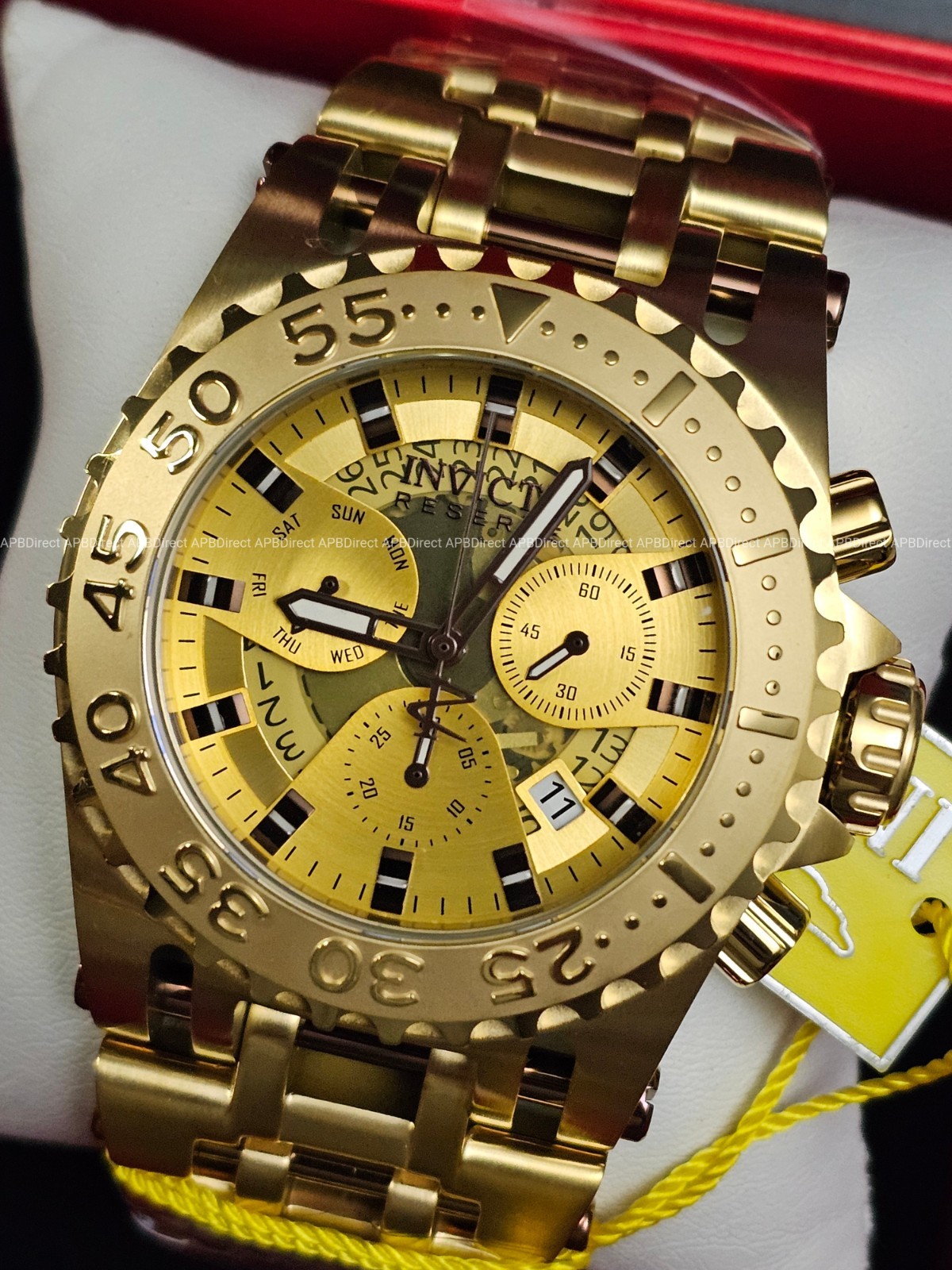 Invicta – Reserve CHAOS Gold LABEL – Swiss Z60 Chrono Gold Plated SS Mens Watch
