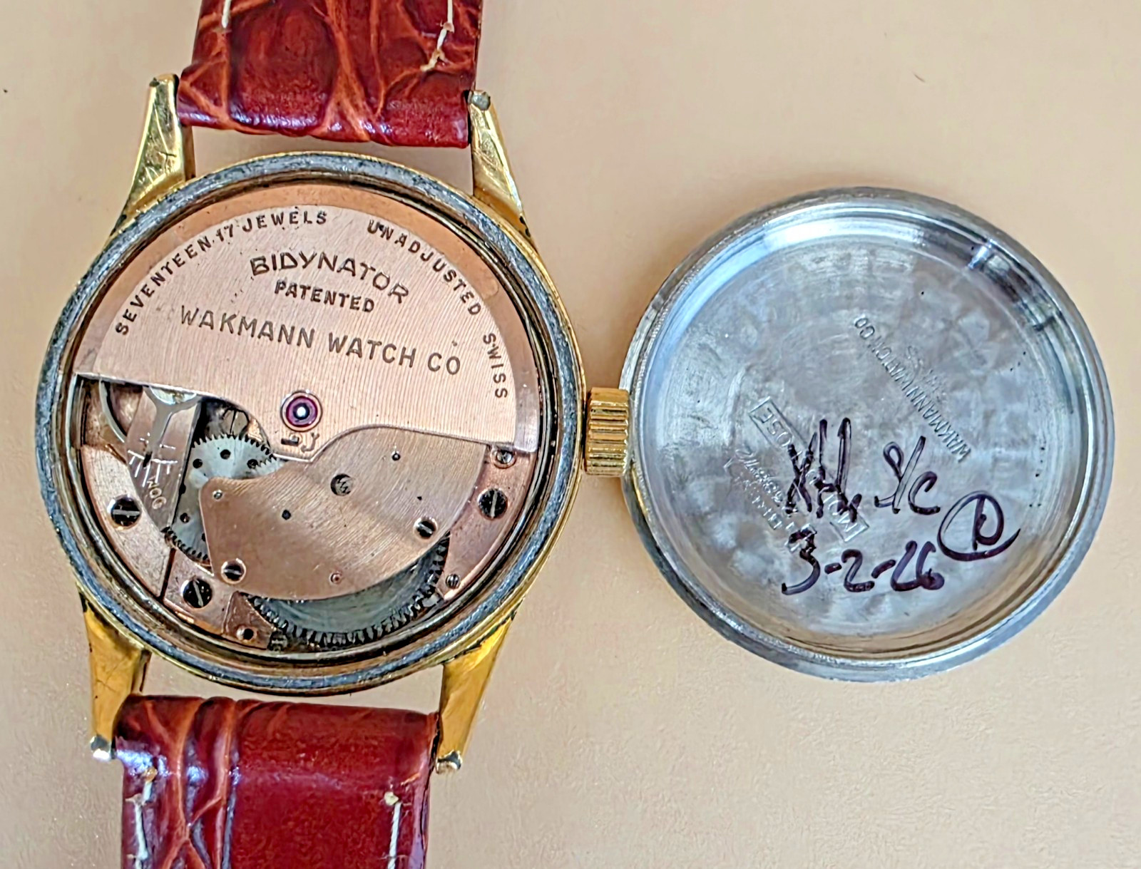 VTG Rare WAKMANN 709A Automatic 17 Jewel 1950 Swiss Incabloc 31mm Men Watch Runs