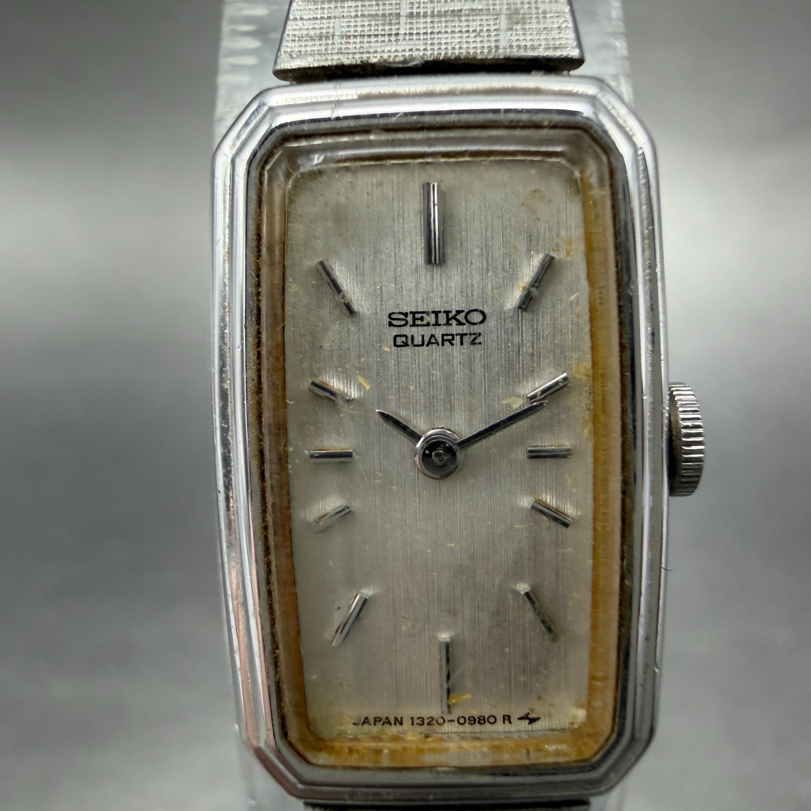Seiko Watch Women 13mm Silver Dial Silver Tone Rectangle 1320-5779 New Battery7