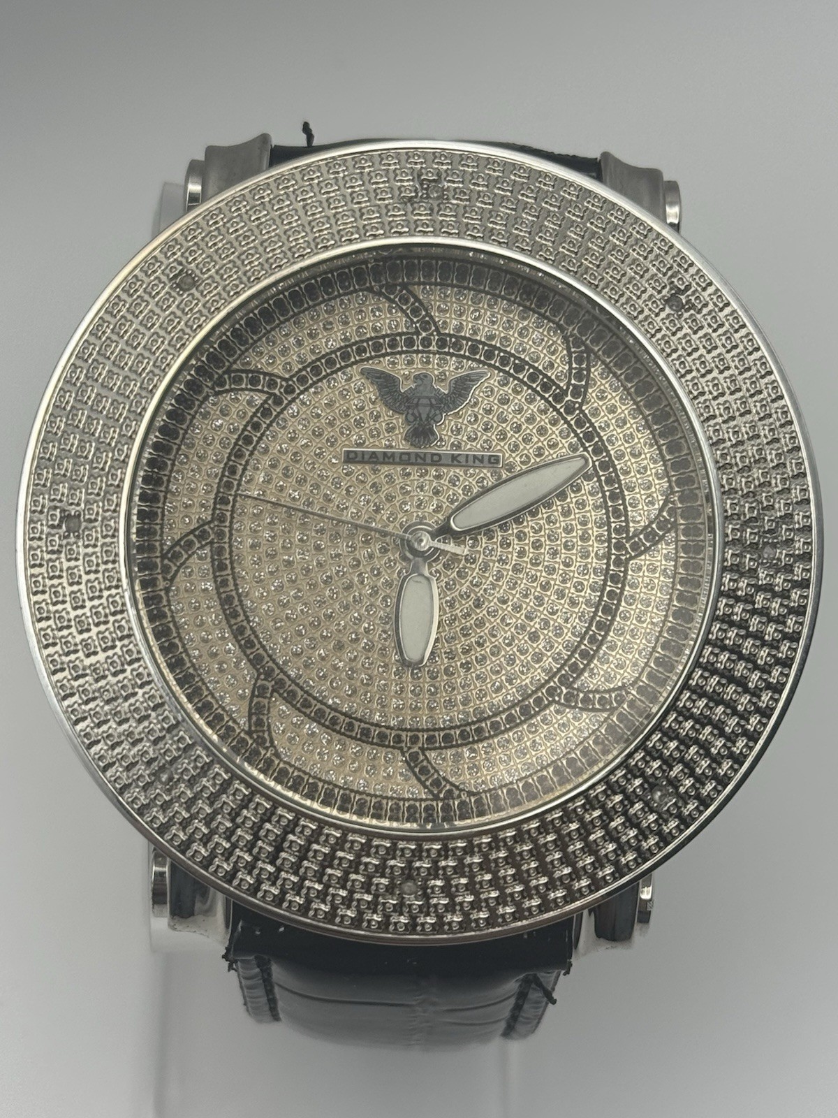 Diamond King DKW-0714 Men’s Iced Out Watch Extra White Band Case New Battery