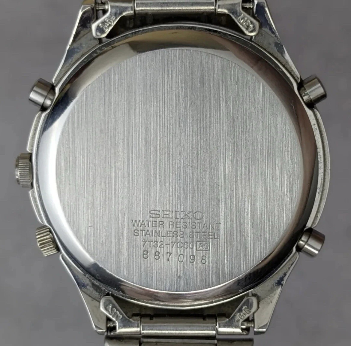 Rare Seiko Panda Dial Chronograph Alarm Quartz 7T32-7C60 Vintage 1988s Watch Men