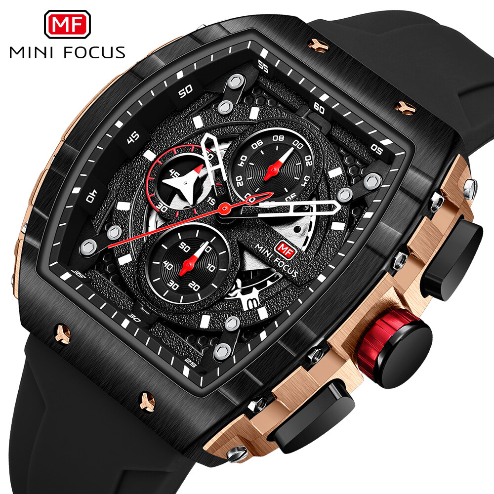 MINI FOCUS Men Watch Silicone Rectangle Date Wristwatch Military Boy Sport Watch