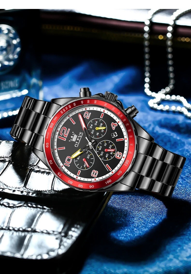 Waterproof Men’s Watch Quartz OLEVS Luminous Luxury Stainless Men Steel Strap