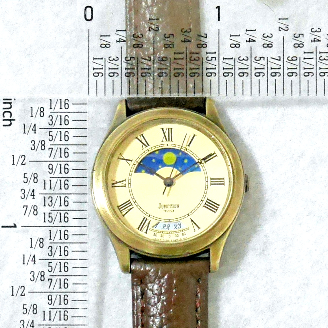 CITIZEN VEGA JUNCTION Watch 2198 1987 Sun & Moon 24-Hour indicator Roman Japan