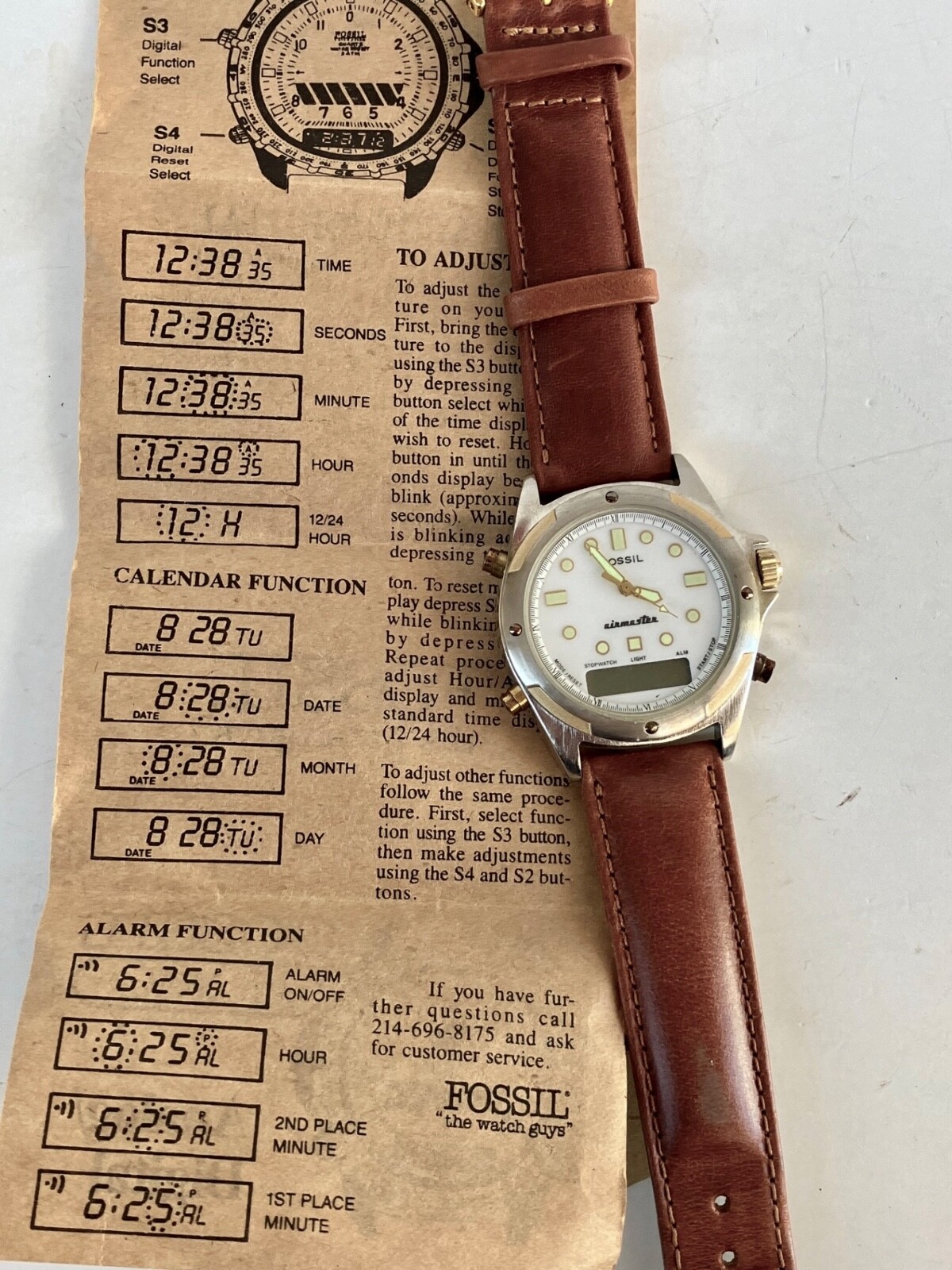 FOSSIL “Uomo” Analog/Digital Watch ES-1632 in Tin Box: New Old Stock