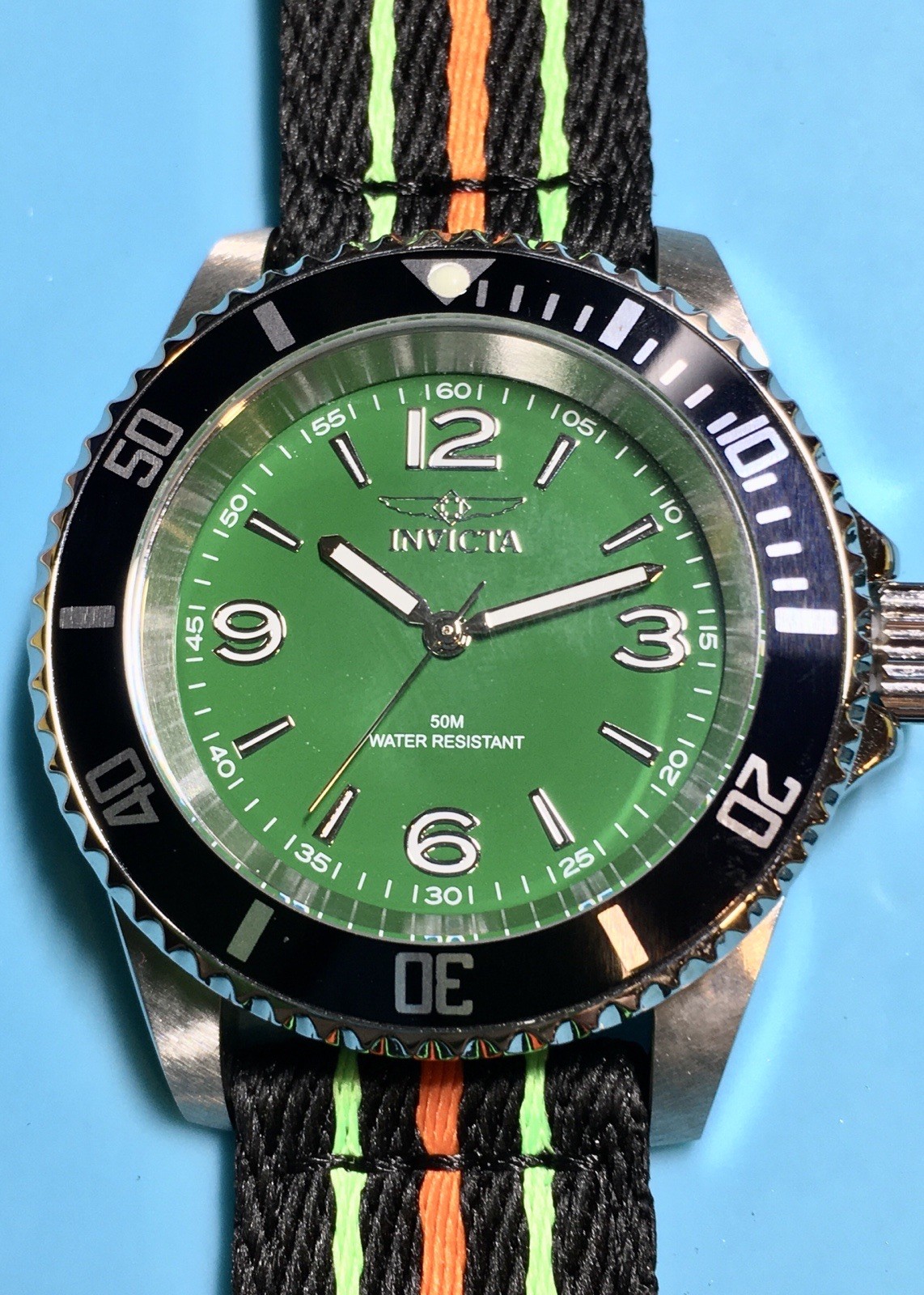 INVICTA PRO DIVER GREEN FATHOMS STYLE NO DATE ALPHA NUMERIC 40MM QUARTZ CUSTOM