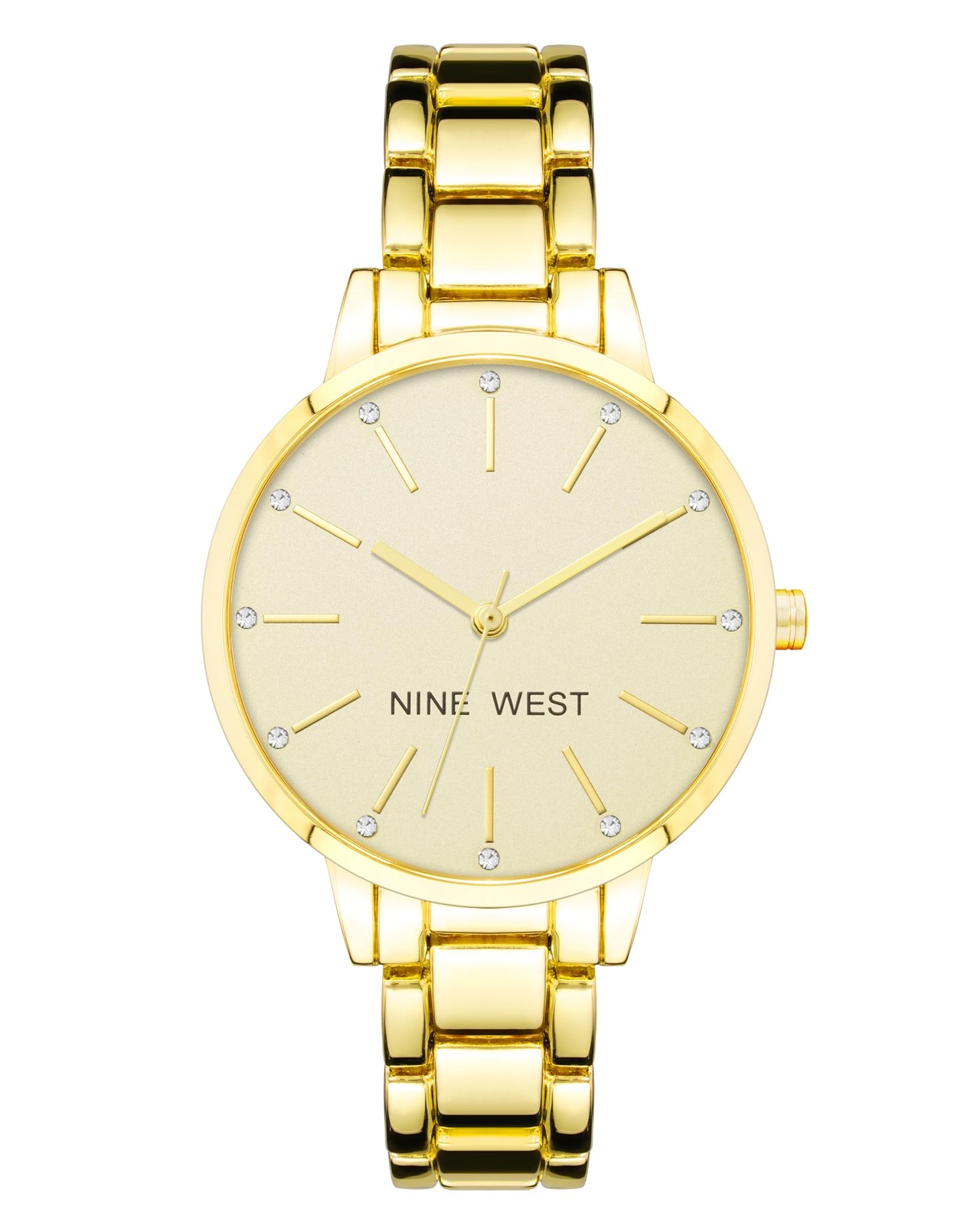 Nine West Women’s Crystal Accented Gold-Tone Bracelet Watch