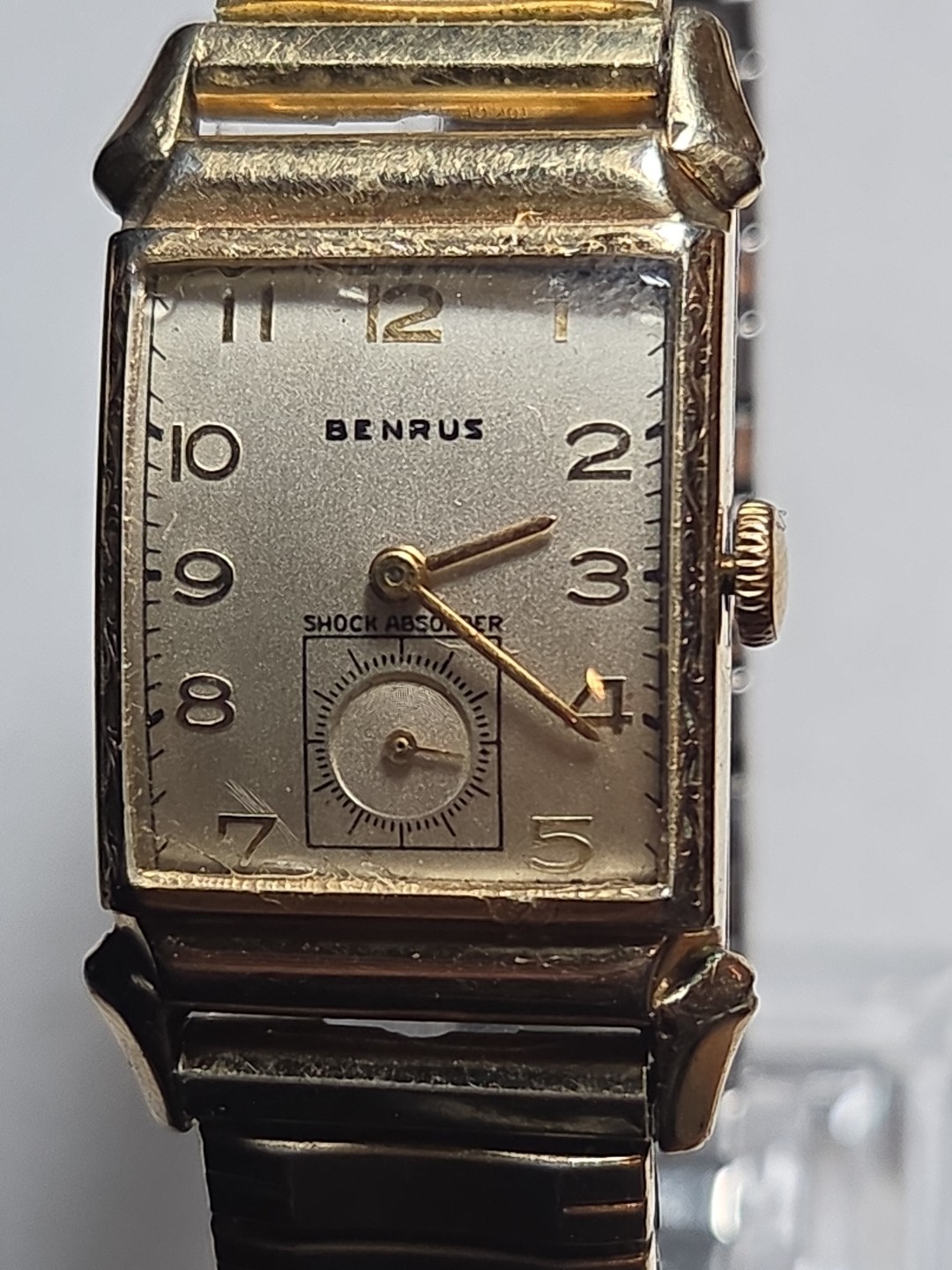 Benrus Tank Style Wristwatch, 1950’s, 17j, Running Good