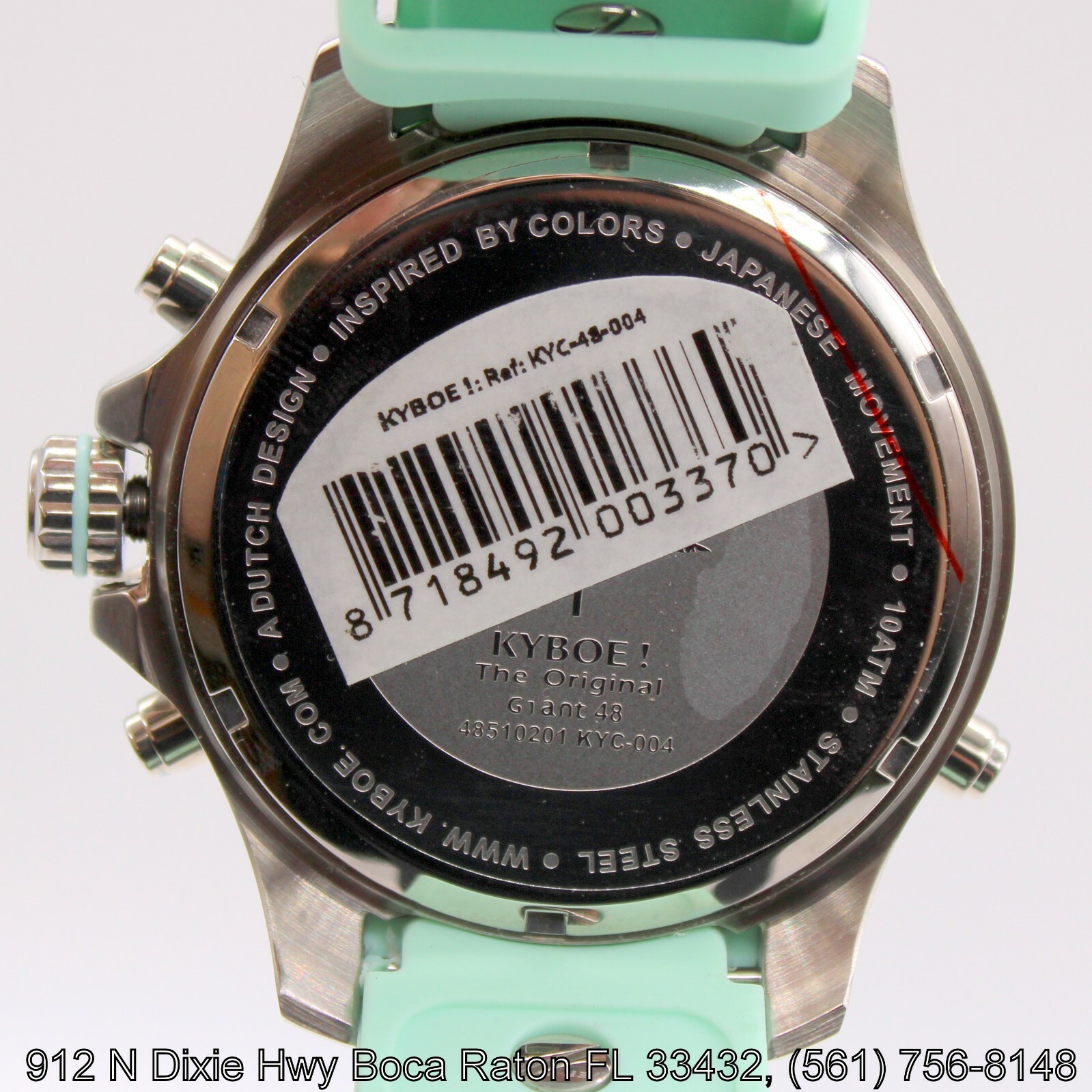 KYBOE! Backlight Chrono/Tachymeter 48mm Steel/Cyan, 10 ATM WR, Watch NWT, Box
