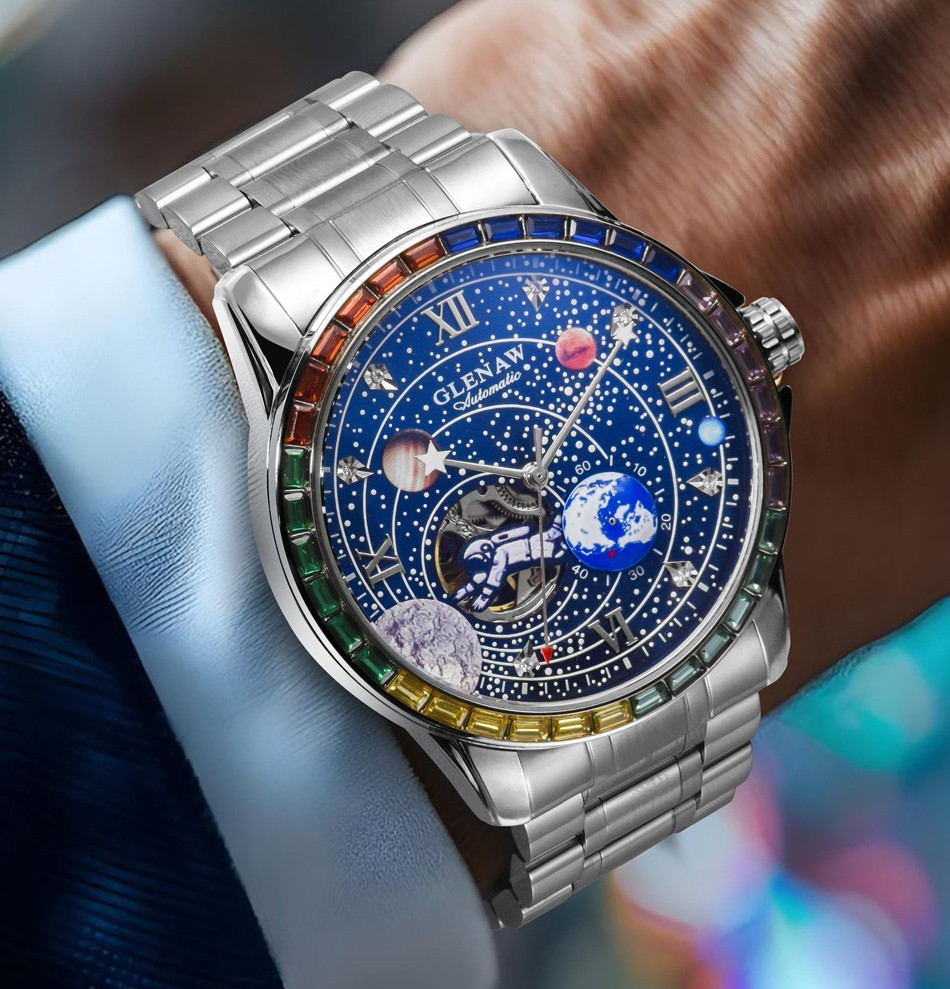 GLENAW automatic winding hollow men’s mechanical watch luminous dial waterproof