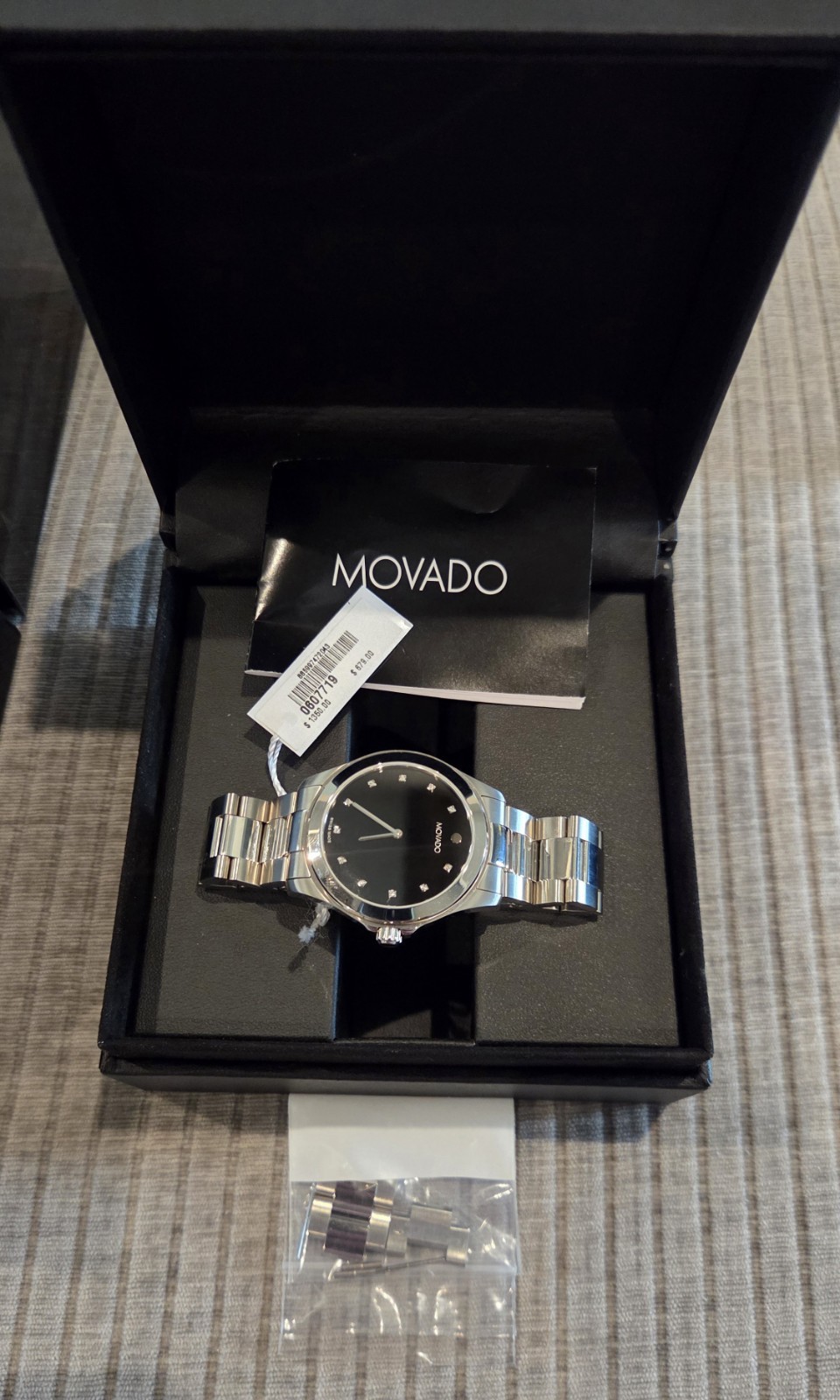 MOVADO Challenger Watch 38mm 0607719 Museum with Diamonds NWT