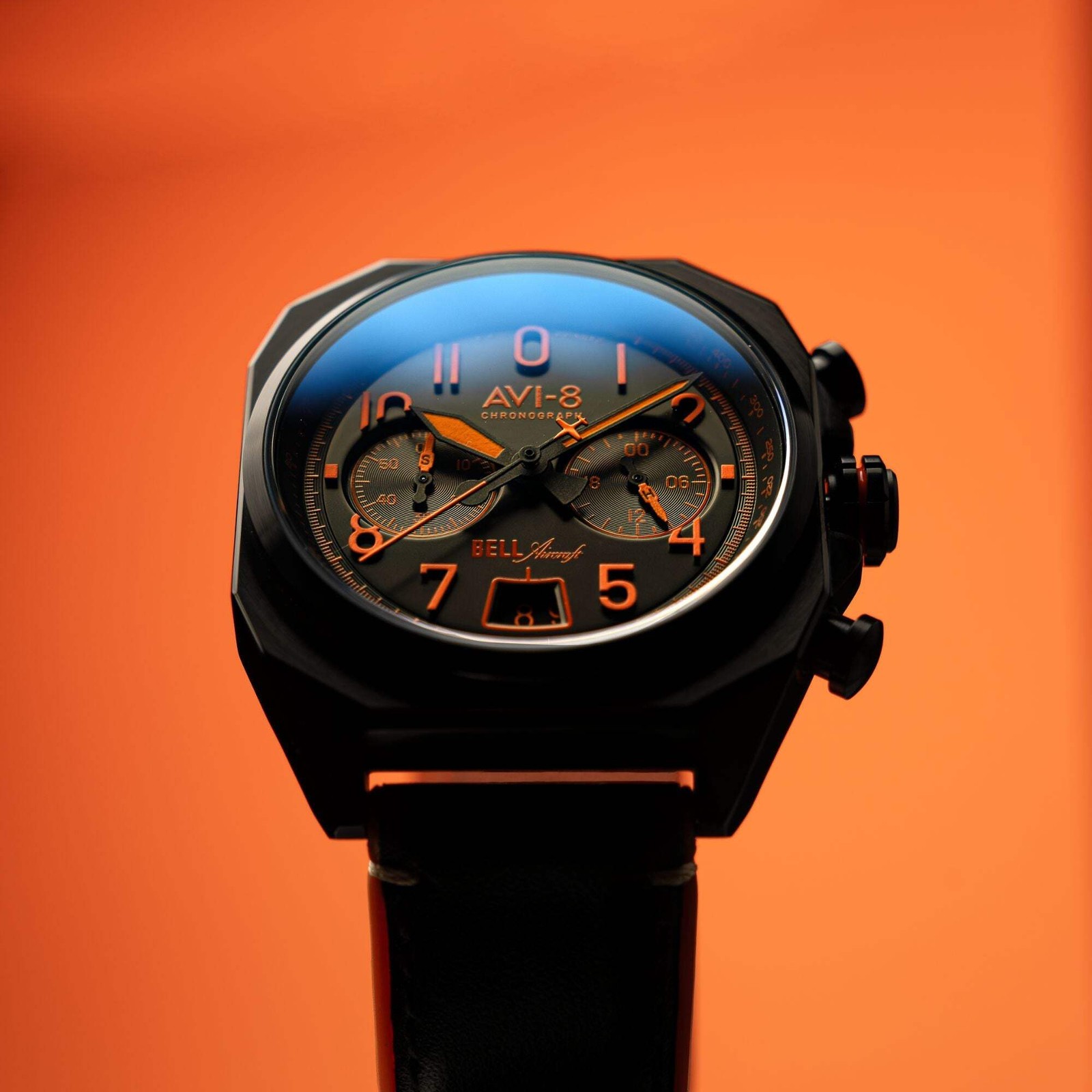 BELL X-1 MACHBUSTER CHRONOGRAPH Black / Leather | Black Dial Wristwatch AV-4118-