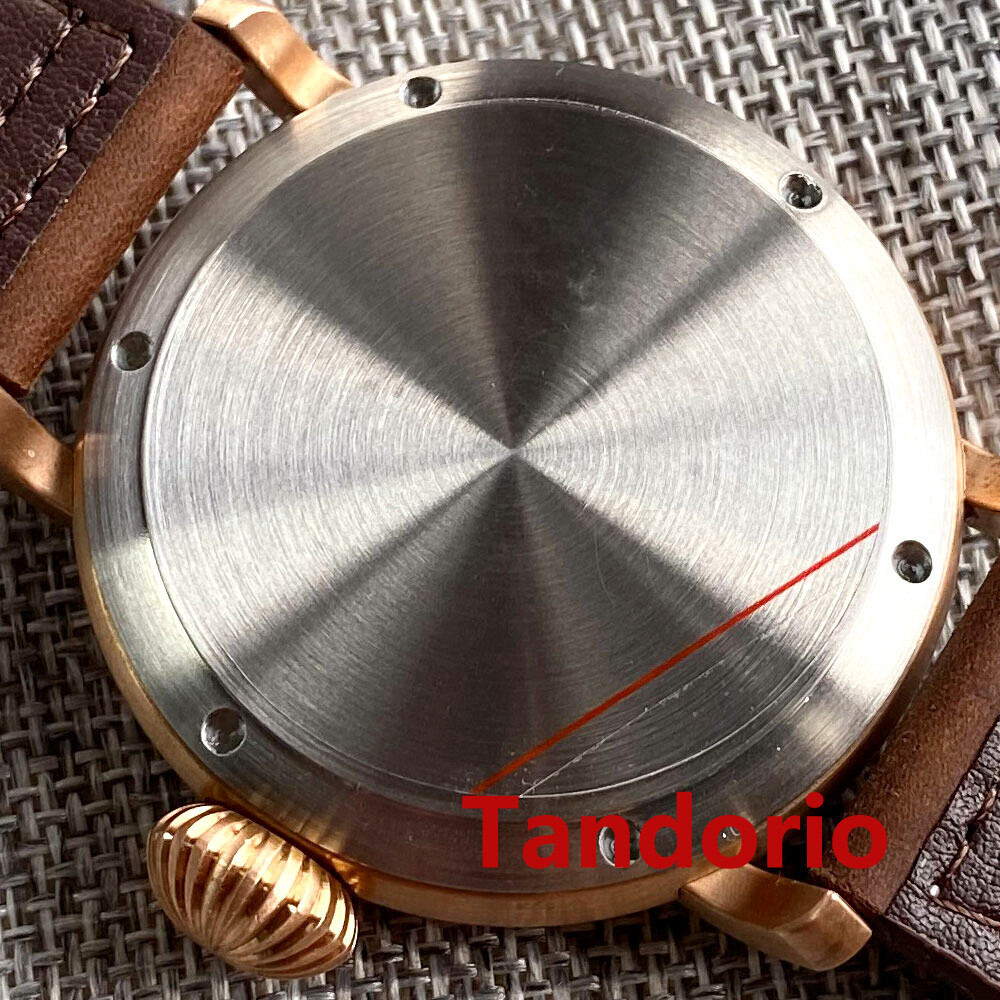 46.5mm Tandorio CUSN8 Solid Bronze case Black Dial NH35A Big Automatic Men Watch