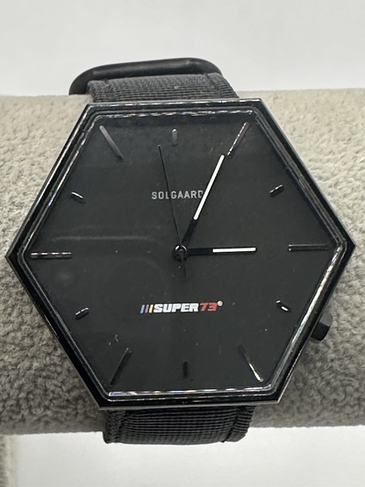 SOLGAARD x SUPER 73 Hex Watch #163 Black Dial Nylon Band New Battery