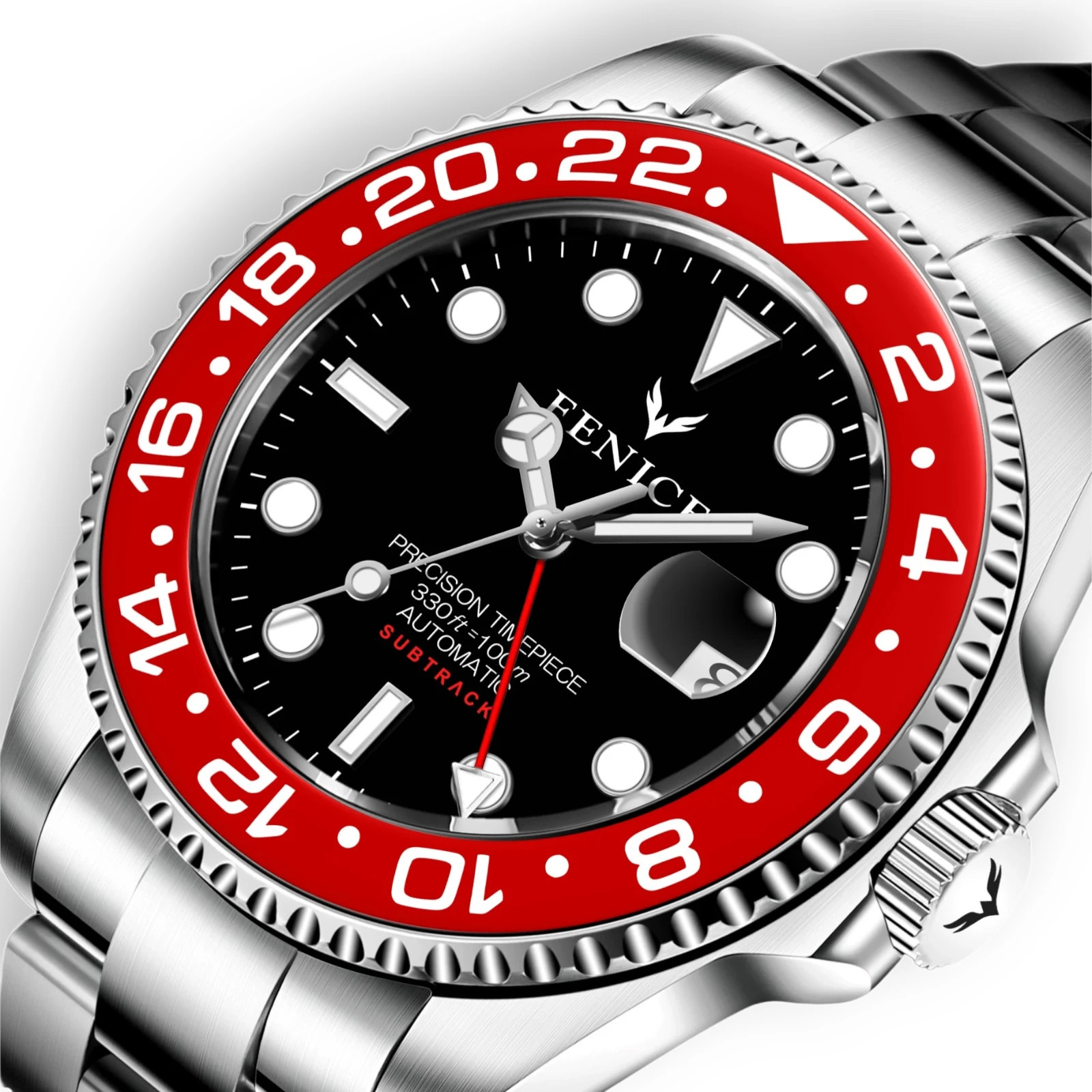 Fenice Subtrack GMT Automatic Watch NH34 10ATM Stainless Steel 40mm