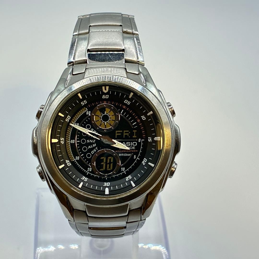 Casio Edifice EFA-116 AnaDigi Chronograph Quartz Mens Watch Black Japan