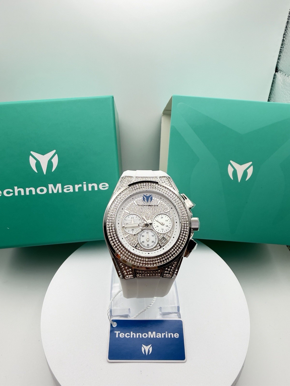 TechnoMarine Cruise Diva Pave Unisex Watch w/ MOP Dial – 45mm, White TM-125031