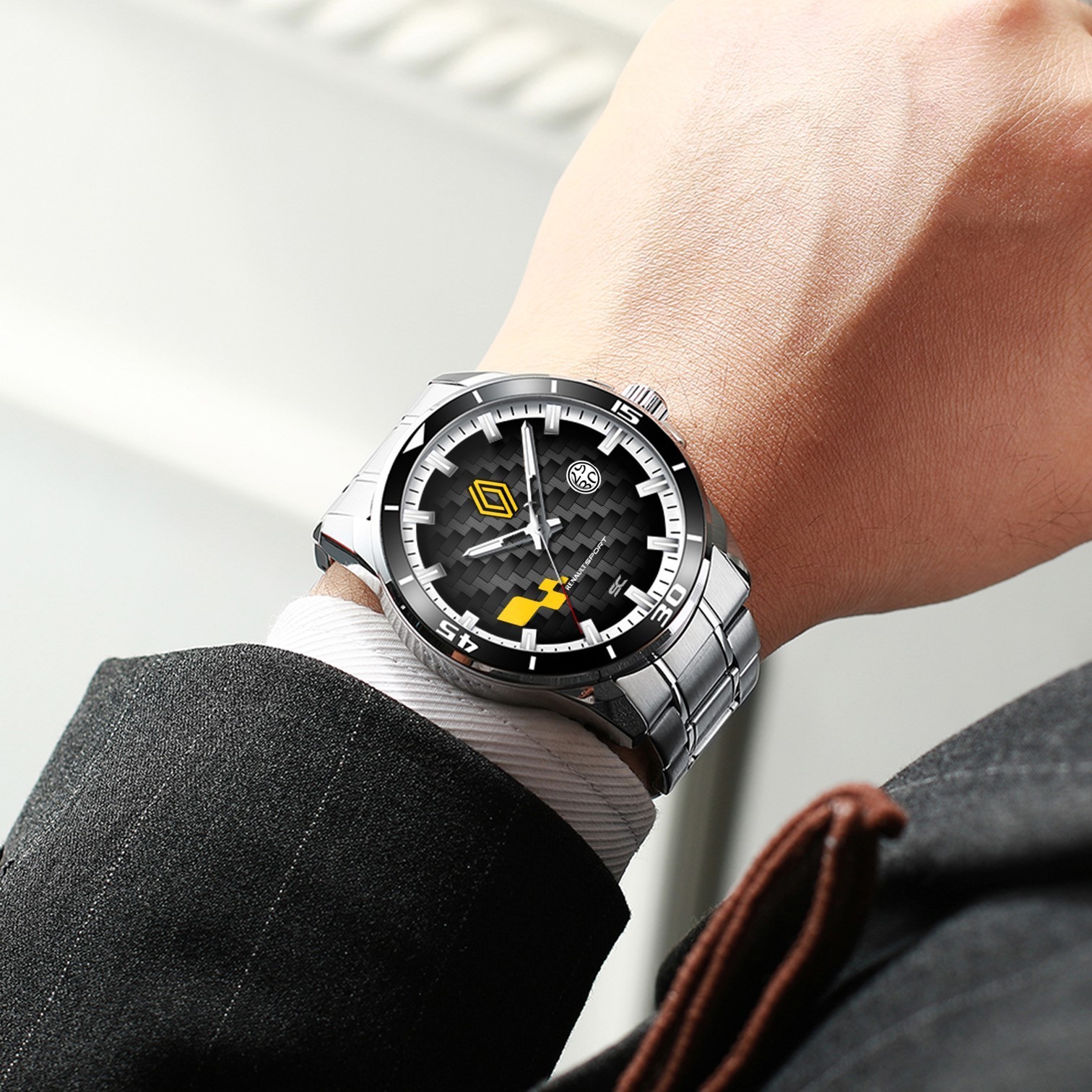 Renault Sport GT Carbon Megane RS Clio Steel Wrist Watch for Lovers
