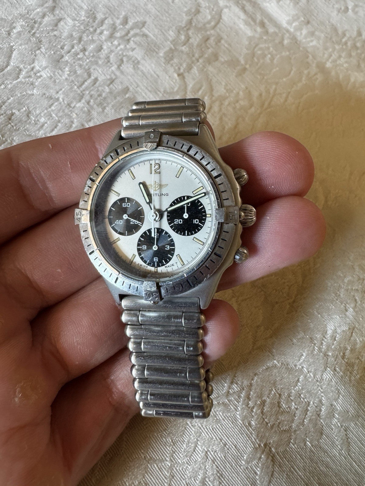 Breitling Callisto Chronograph Panda Dial Lemania 1873 With Oem Bracelet