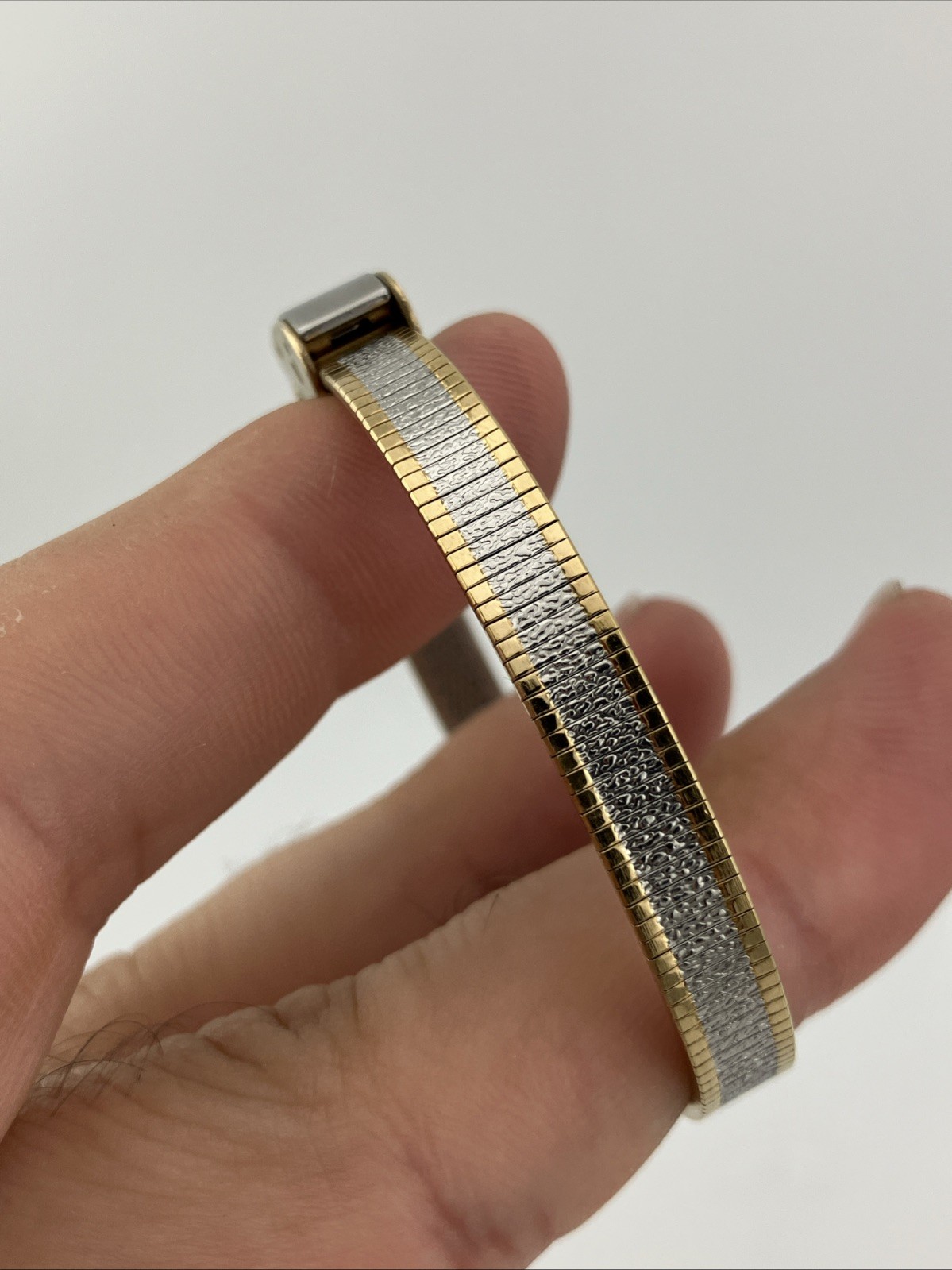Vtg Sutton Ladies 16mm Watch Two-Tone Diamond Bezel Adjustable -RUNS