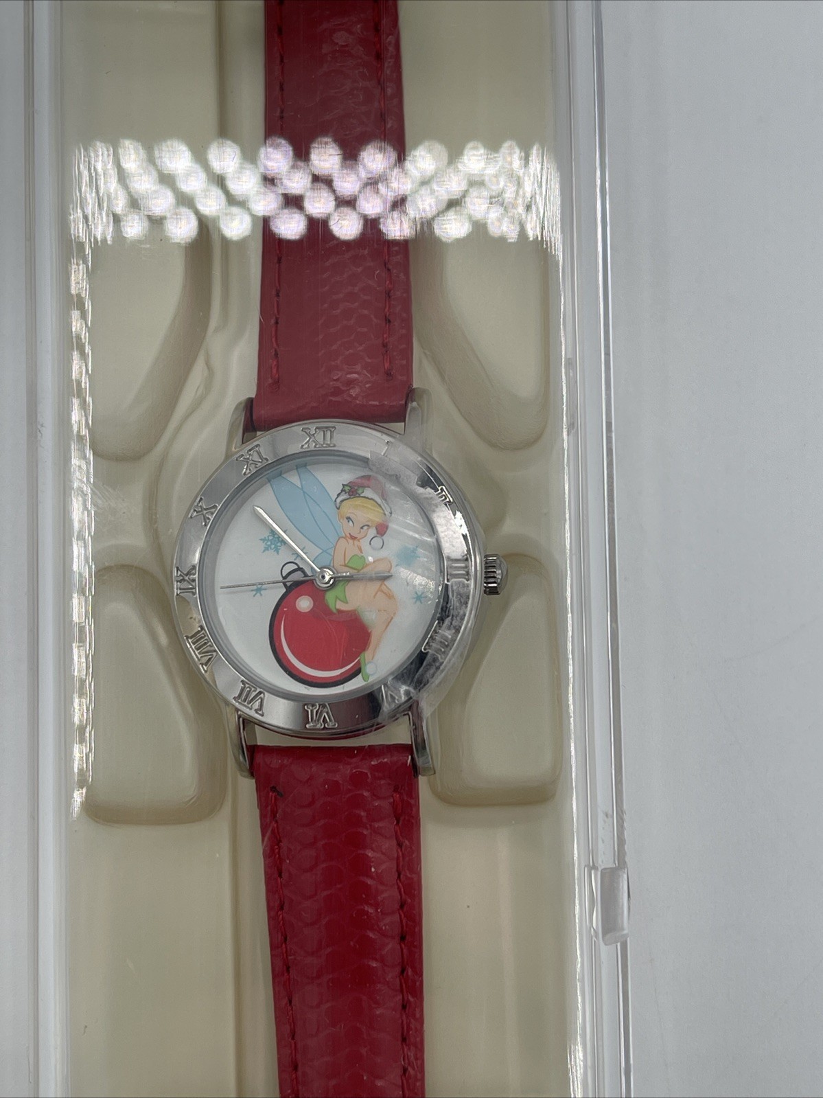 Disney Time Works Tinker Bell Christmas Ornament Watch Red Strap Special Edition