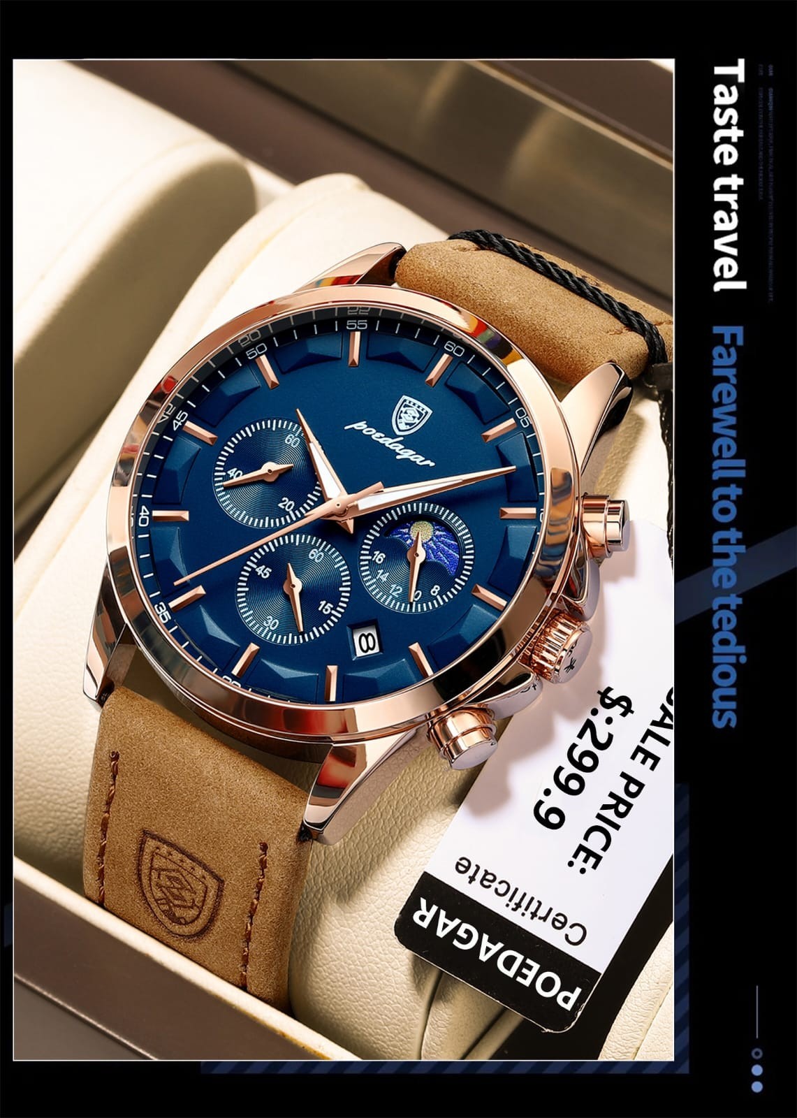 POEDAGAR Sports Luxury Men Quartz Watch Waterproof Chronograph Luminous Date Man